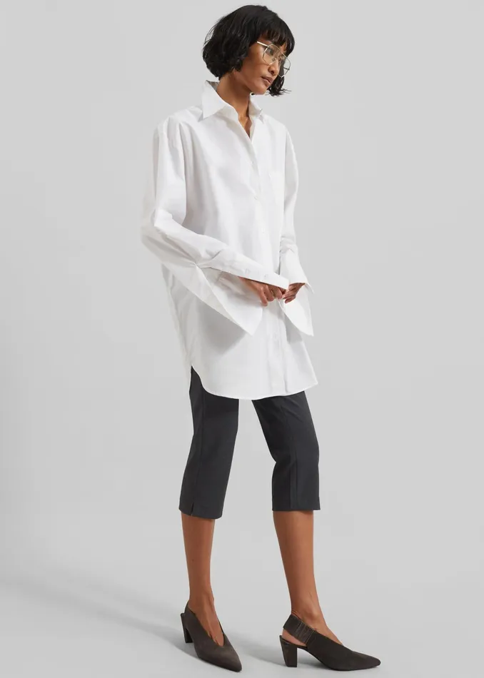 The Frankie Shop Tops Helen Organic Cotton Long Shirt 8211 White 8211 Women