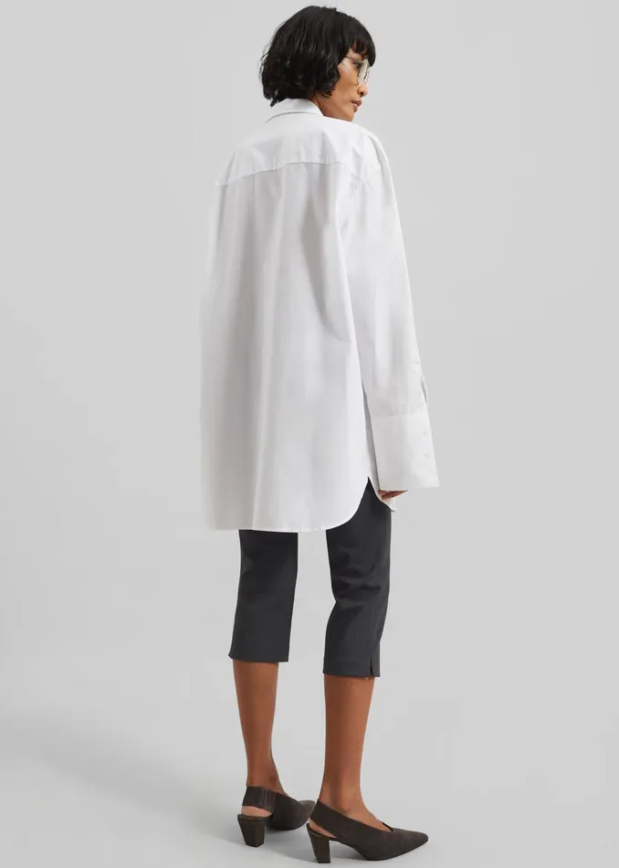 The Frankie Shop Tops Helen Organic Cotton Long Shirt 8211 White 8211 Women