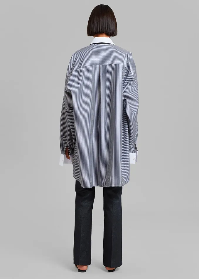 The Frankie Shop Tops Jany TieNeck Shirt 8211 Black Stripe 8211 Women