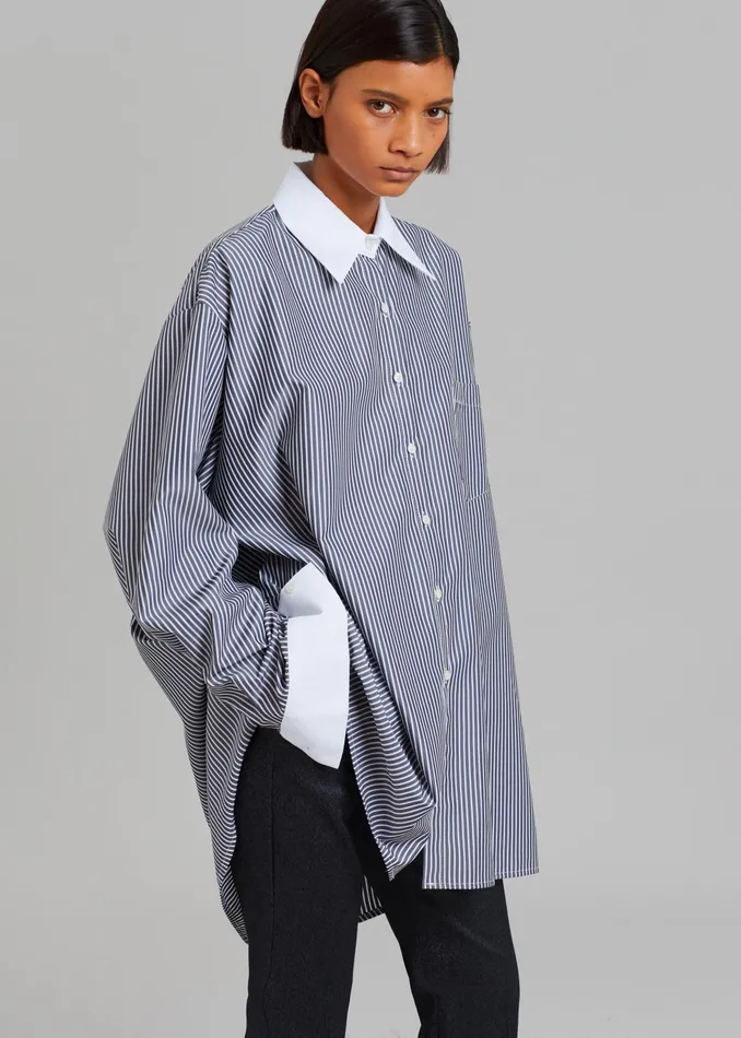 The Frankie Shop Tops Jany TieNeck Shirt 8211 Black Stripe 8211 Women