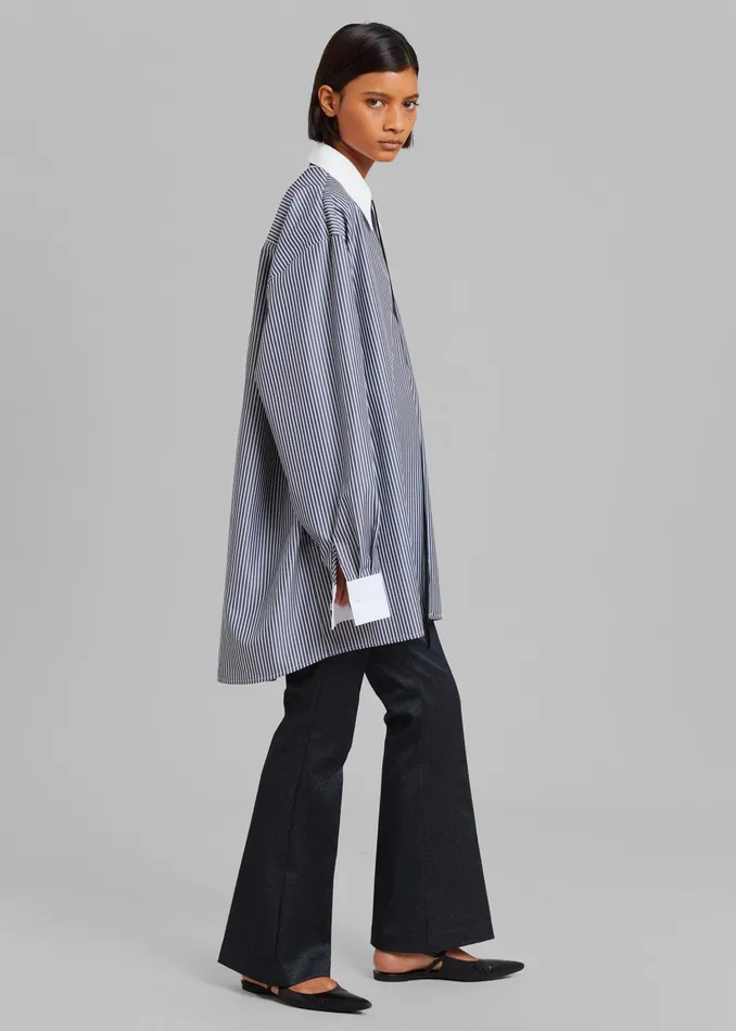 The Frankie Shop Tops Jany TieNeck Shirt 8211 Black Stripe 8211 Women