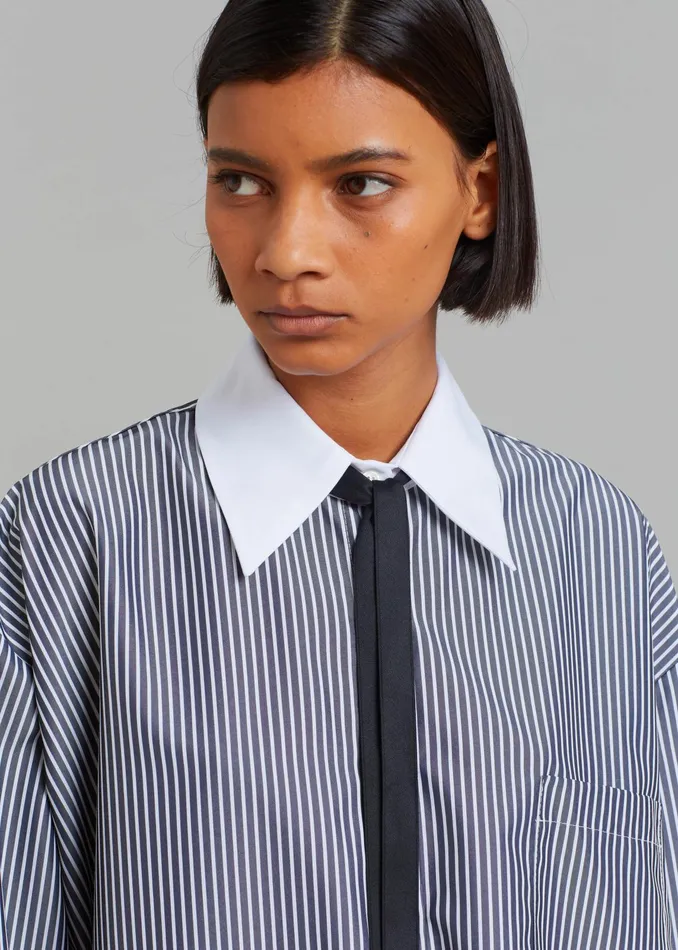 The Frankie Shop Tops Jany TieNeck Shirt 8211 Black Stripe 8211 Women