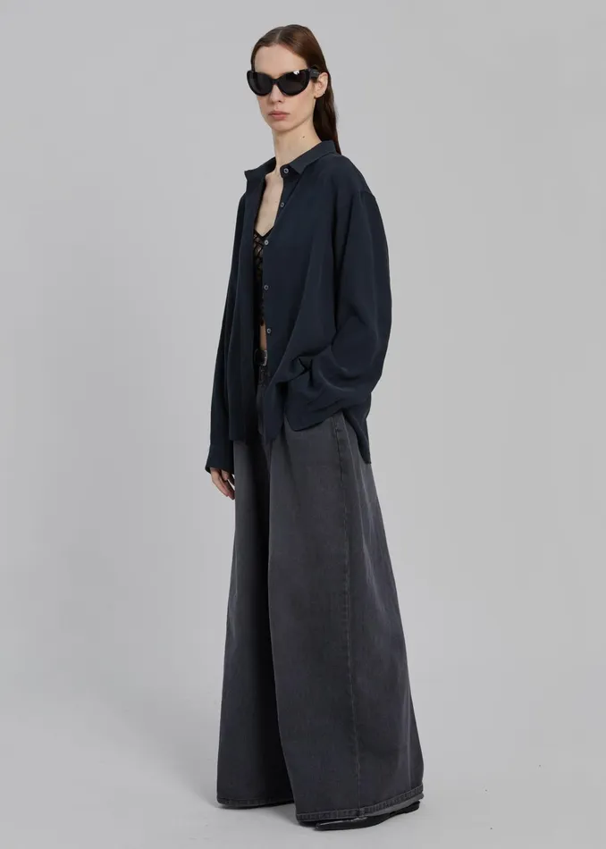 The Frankie Shop Tops Lotta Fluid Shirt 8211 Charcoal 8211 Women