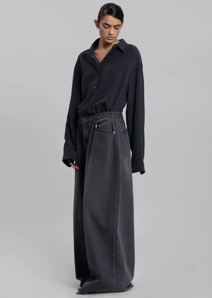 The Frankie Shop Tops Lotta Fluid Shirt 8211 Charcoal 8211 Women