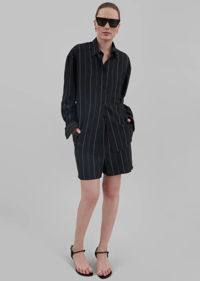The Frankie Shop Tops Lui Shirt 8211 BlackBeige Stripe 8211 Women