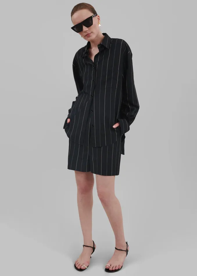 The Frankie Shop Tops Lui Shirt 8211 BlackBeige Stripe 8211 Women