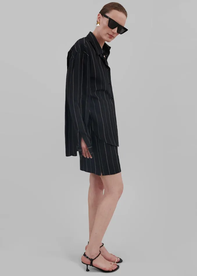 The Frankie Shop Tops Lui Shirt 8211 BlackBeige Stripe 8211 Women