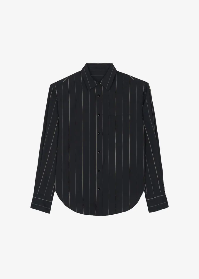 The Frankie Shop Tops Lui Shirt 8211 BlackBeige Stripe 8211 Women