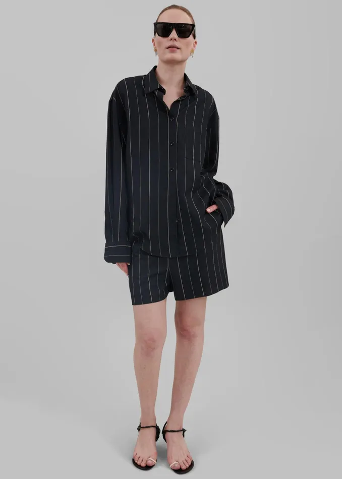 The Frankie Shop Tops Lui Shirt 8211 BlackBeige Stripe 8211 Women