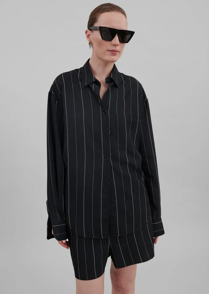 The Frankie Shop Tops Lui Shirt 8211 BlackBeige Stripe 8211 Women