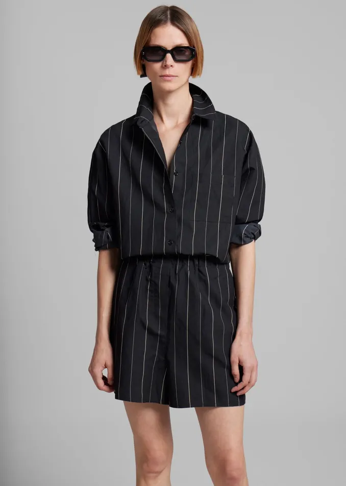 The Frankie Shop Tops Lui Shirt 8211 BlackBeige Stripe 8211 Women
