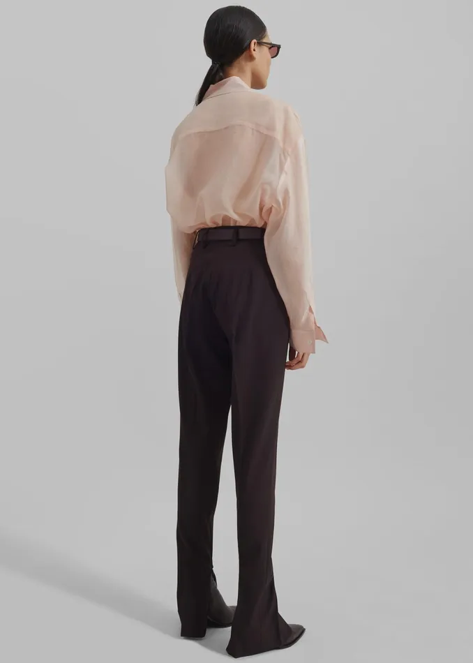The Frankie Shop Tops Nel Sheer Button Up Shirt 8211 Pink 8211 Women