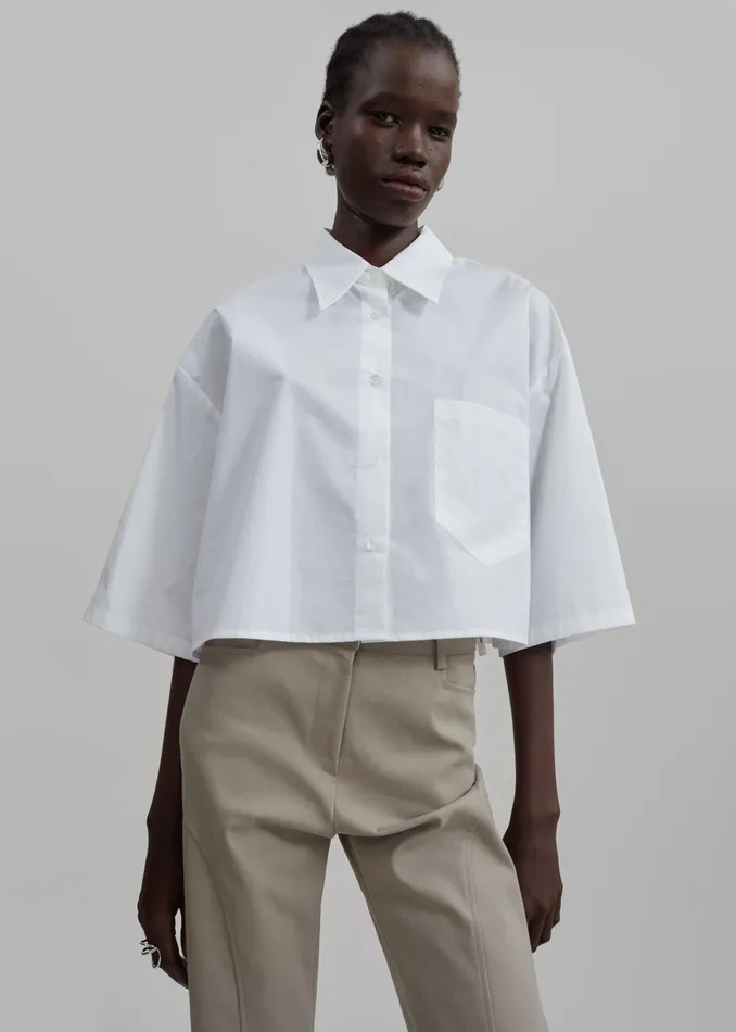 The Frankie Shop Tops Odem Cropped Shirt 8211 White 8211 Women