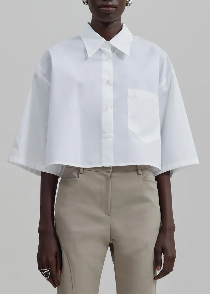 The Frankie Shop Tops Odem Cropped Shirt 8211 White 8211 Women