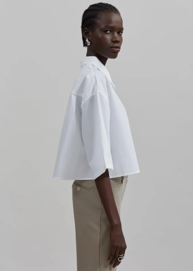 The Frankie Shop Tops Odem Cropped Shirt 8211 White 8211 Women