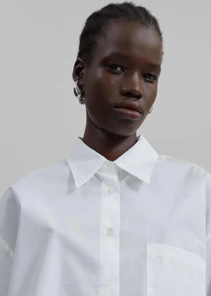 The Frankie Shop Tops Odem Cropped Shirt 8211 White 8211 Women
