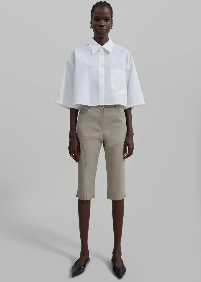 The Frankie Shop Tops Odem Cropped Shirt 8211 White 8211 Women