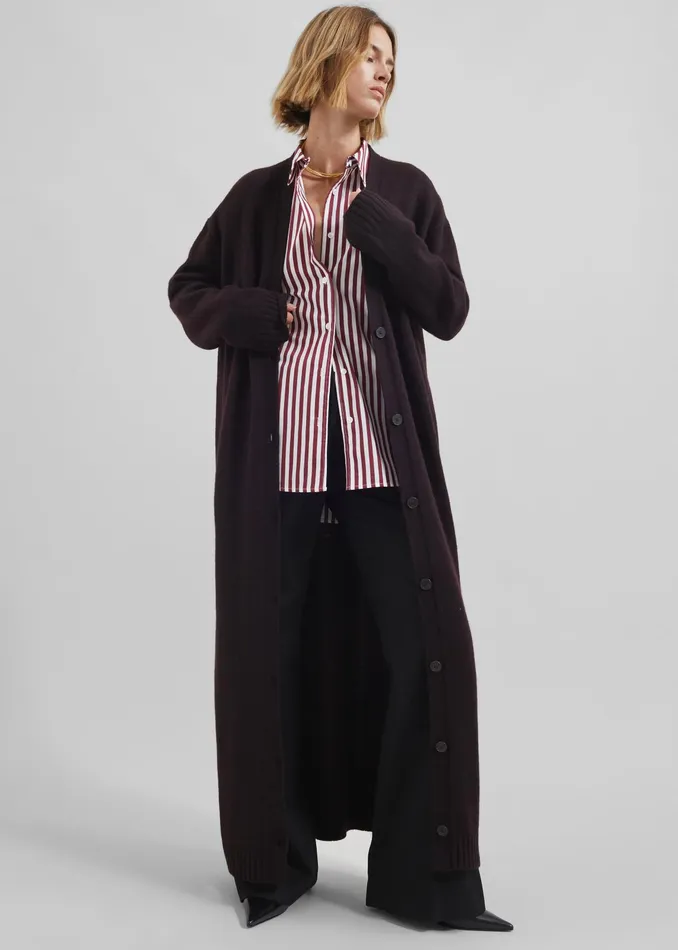 The Frankie Shop Tops Peri Striped Poplin Shirt 8211 BurgundyWhite 8211 Women