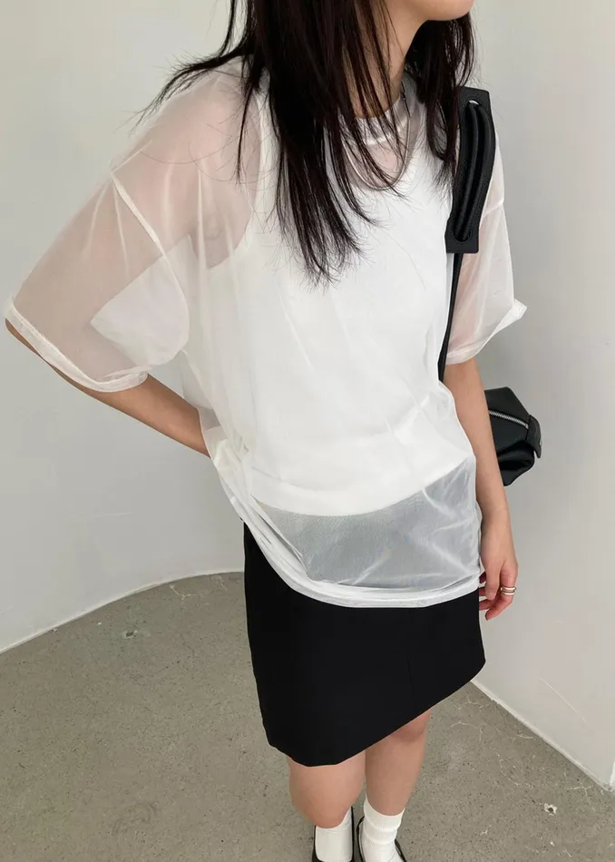 The Frankie Shop Tops Ramy Mesh Tee 8211 White 8211 Women