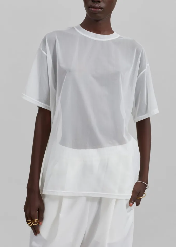 The Frankie Shop Tops Ramy Mesh Tee 8211 White 8211 Women