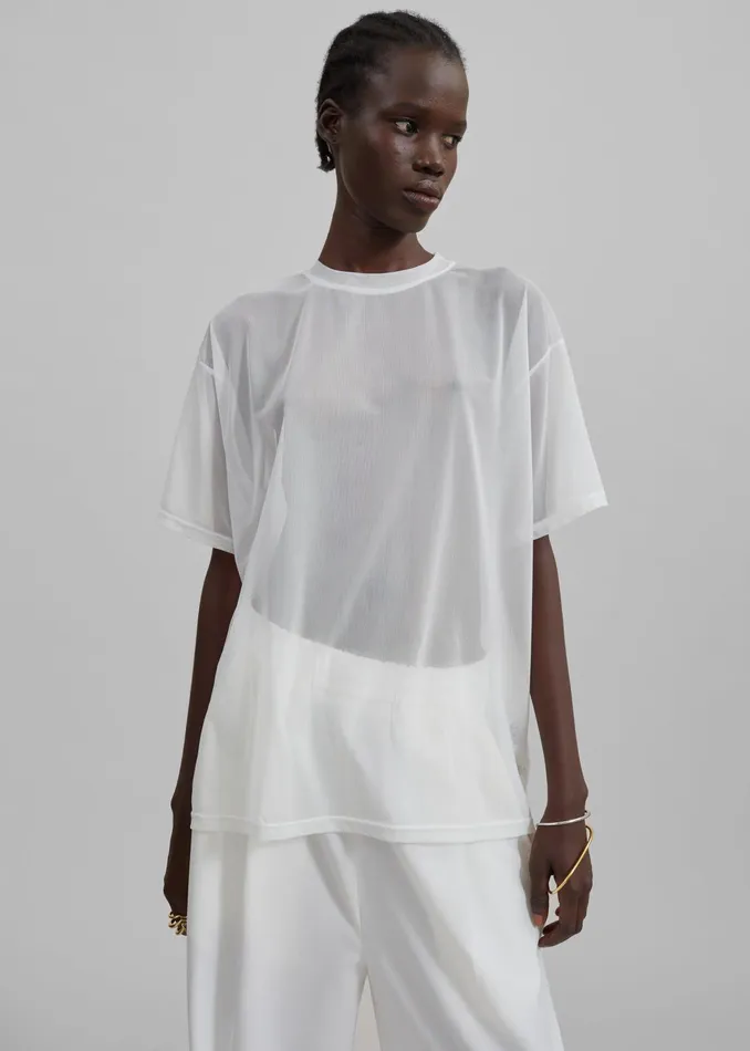 The Frankie Shop Tops Ramy Mesh Tee 8211 White 8211 Women