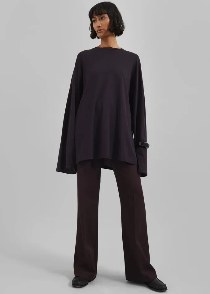 The Frankie Shop Tops Rio Oversized Sleeve Tee 8211 Dark Plum 8211 Women