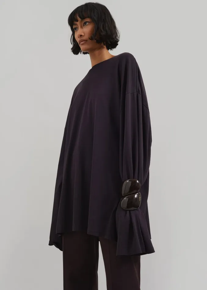 The Frankie Shop Tops Rio Oversized Sleeve Tee 8211 Dark Plum 8211 Women