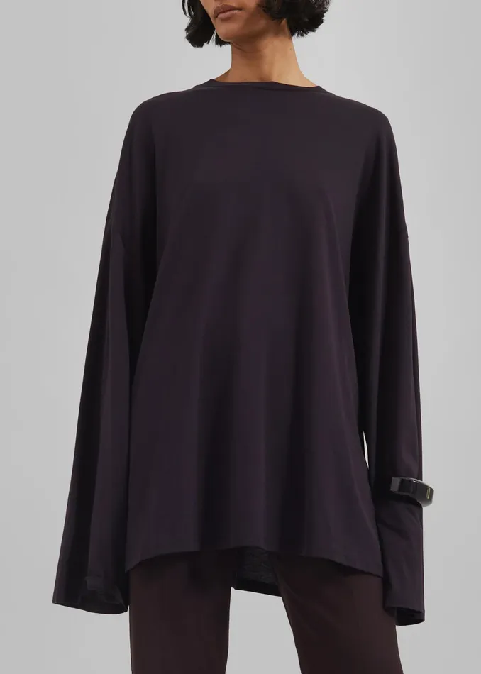 The Frankie Shop Tops Rio Oversized Sleeve Tee 8211 Dark Plum 8211 Women