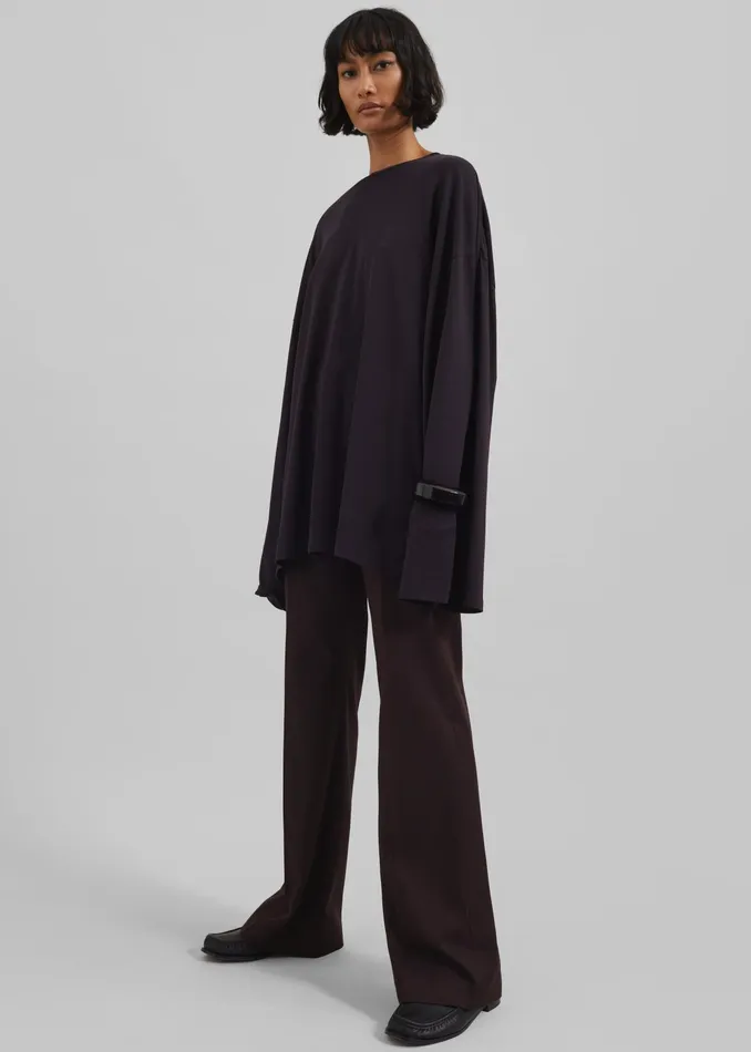 The Frankie Shop Tops Rio Oversized Sleeve Tee 8211 Dark Plum 8211 Women