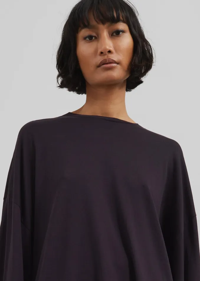 The Frankie Shop Tops Rio Oversized Sleeve Tee 8211 Dark Plum 8211 Women