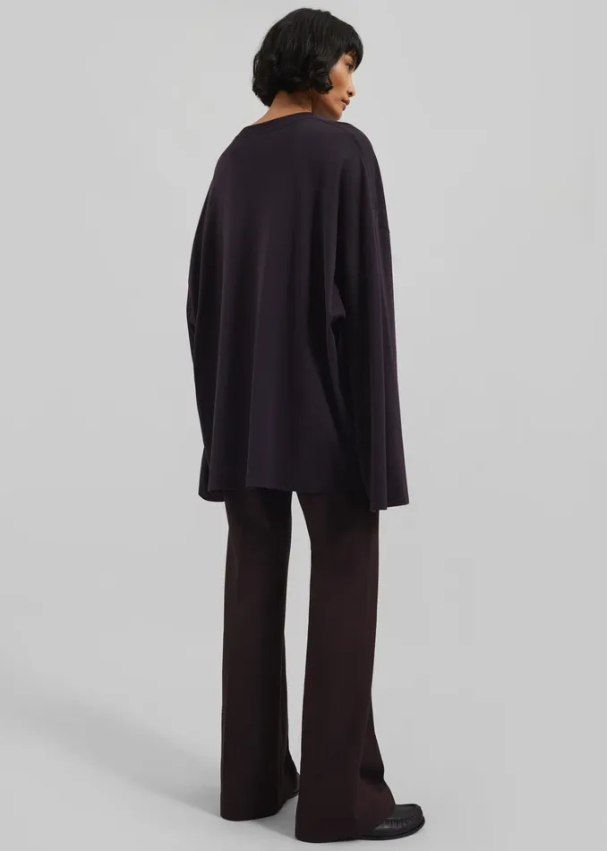 The Frankie Shop Tops Rio Oversized Sleeve Tee 8211 Dark Plum 8211 Women