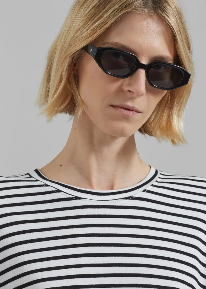 The Frankie Shop Tops Salome Long Sleeve Tee 8211 WhiteBlack Stripe 8211 Women