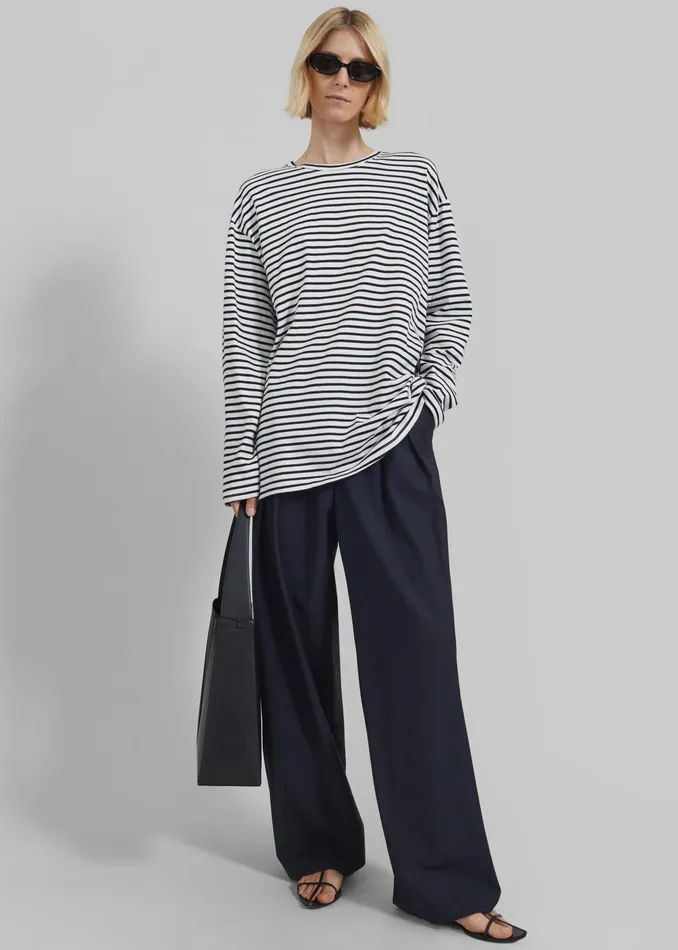 The Frankie Shop Tops Salome Long Sleeve Tee 8211 WhiteBlack Stripe 8211 Women