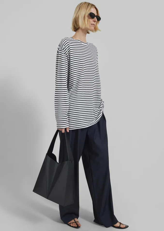 The Frankie Shop Tops Salome Long Sleeve Tee 8211 WhiteBlack Stripe 8211 Women
