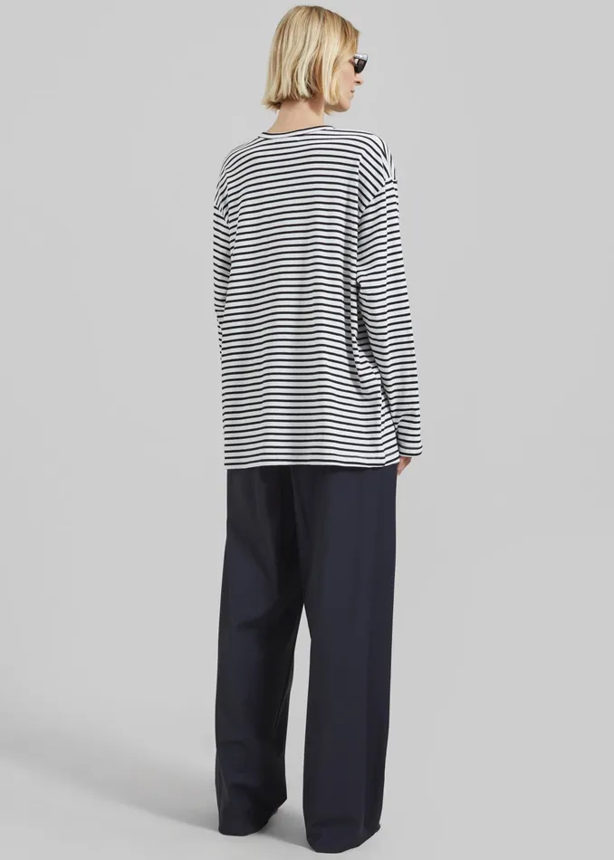 The Frankie Shop Tops Salome Long Sleeve Tee 8211 WhiteBlack Stripe 8211 Women