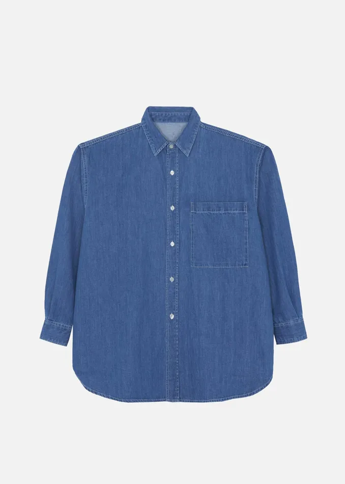 The Frankie Shop Tops Tanner Denim Shirt 8211 Medium Wash 8211 Men