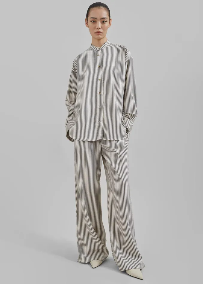 The Frankie Shop Tops The Garment Vence Shirt 8211 CreamGrey Stripe 8211 Women The Frankie Shop Tops The Garment Vence Shirt 8211 CreamGrey Stripe 8211 Women