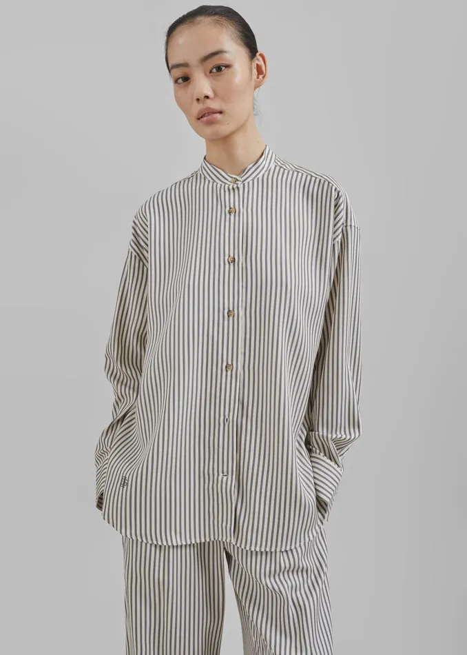The Frankie Shop Tops The Garment Vence Shirt 8211 CreamGrey Stripe 8211 Women