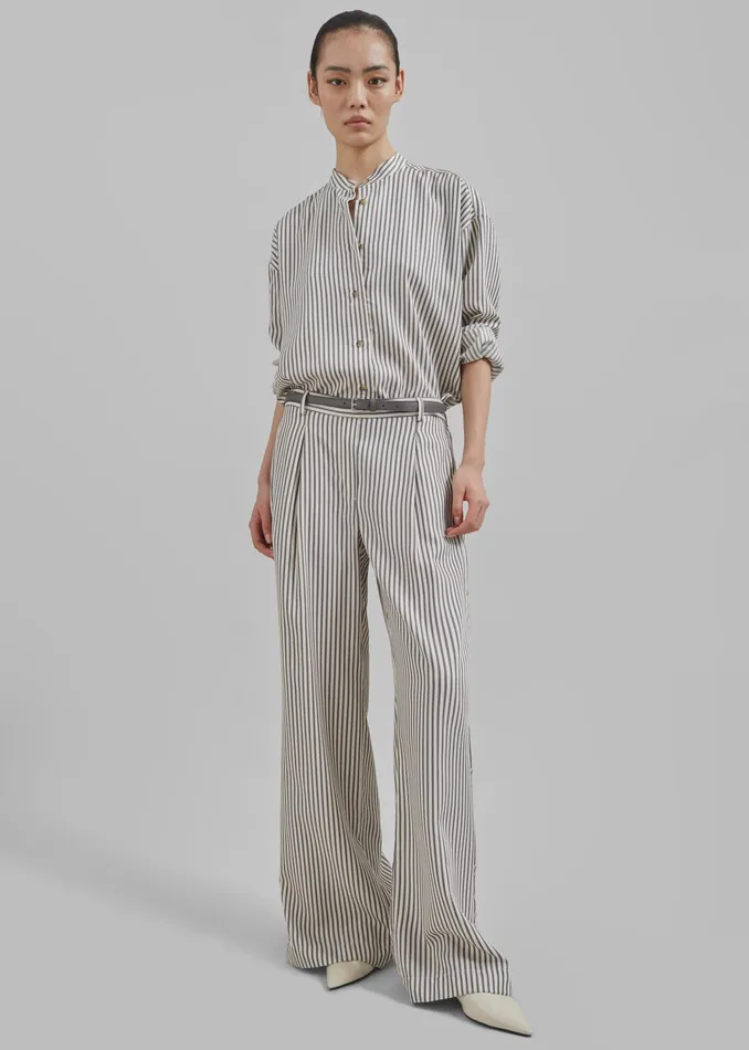 The Frankie Shop Tops The Garment Vence Shirt 8211 CreamGrey Stripe 8211 Women