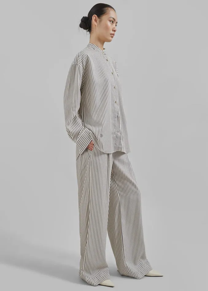The Frankie Shop Tops The Garment Vence Shirt 8211 CreamGrey Stripe 8211 Women