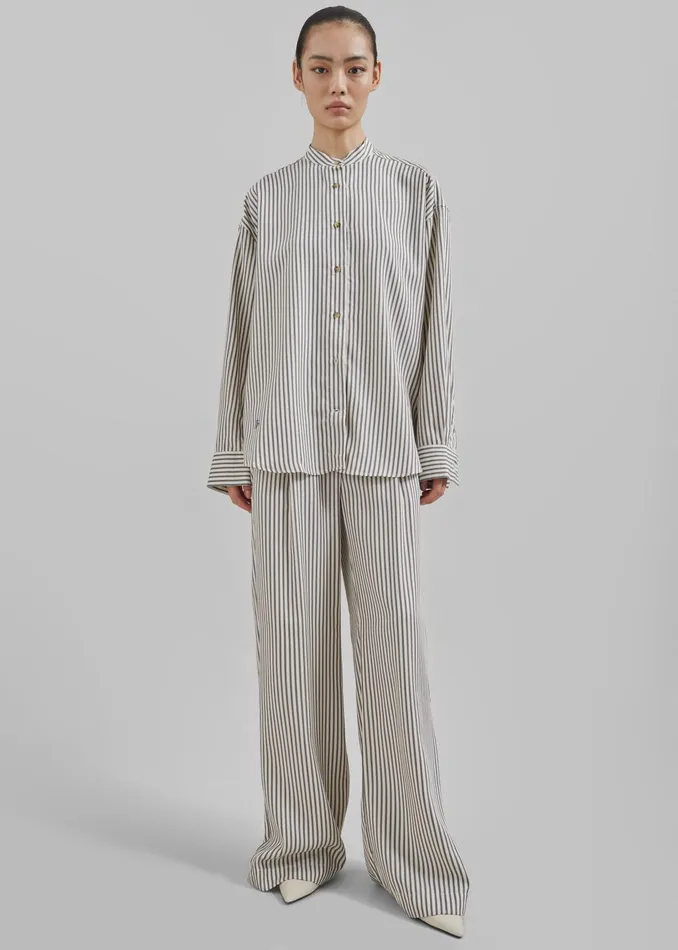 The Frankie Shop Tops The Garment Vence Shirt 8211 CreamGrey Stripe 8211 Women