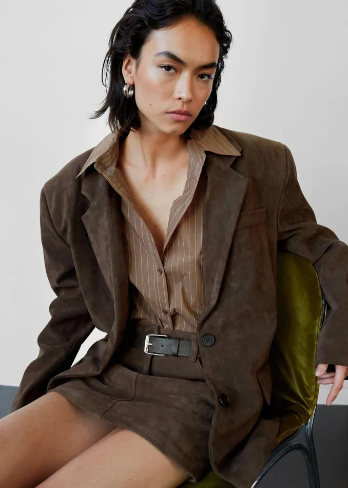 The Frankie Shop Tops Tolu Shirt 8211 BrownWhite Pinstripe 8211 Women