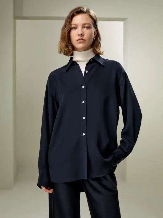 The One Relaxed Classic Fit Oversized Silk Shirt Women Blouses Lilysilk Shirts