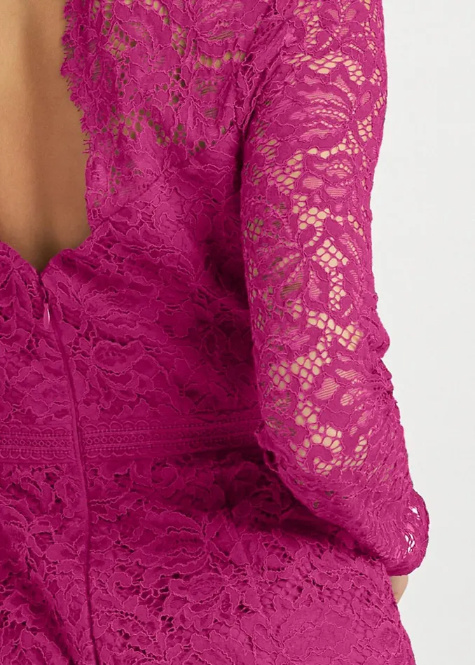 TIERED LACE MIDI DRESS Fuchsia Women VENUS Midi Dresses