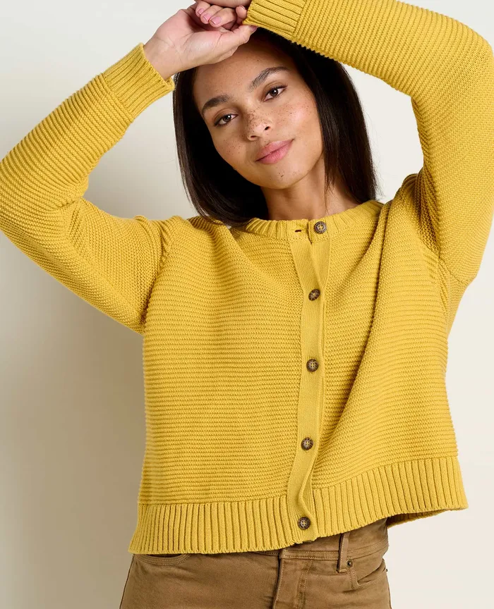 ToadandCo Bianca Crew Cardigan Chamomile Women8217s Sweaters