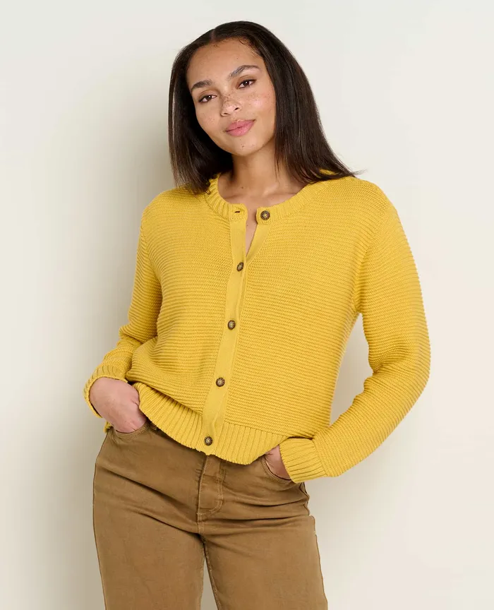 ToadandCo Bianca Crew Cardigan Chamomile Women8217s Sweaters