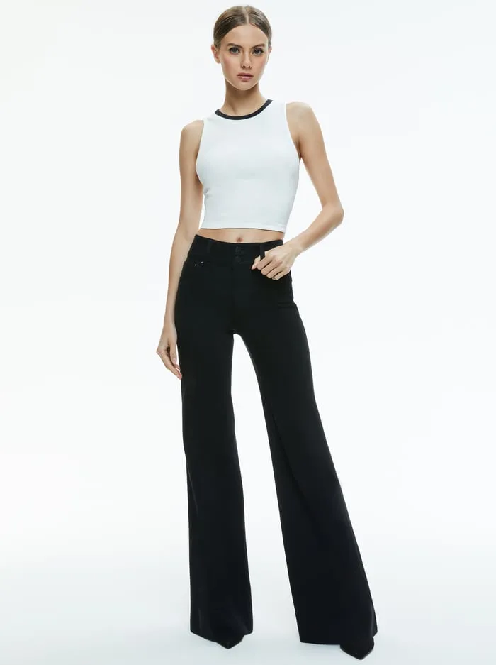 Tops Women Alice Olivia Andre Fitted Cropped Tank Off Whiteblack