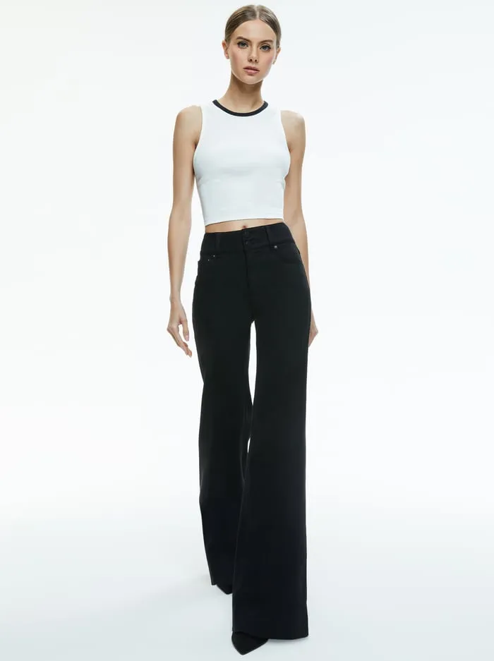 Tops Women Alice Olivia Andre Fitted Cropped Tank Off Whiteblack
