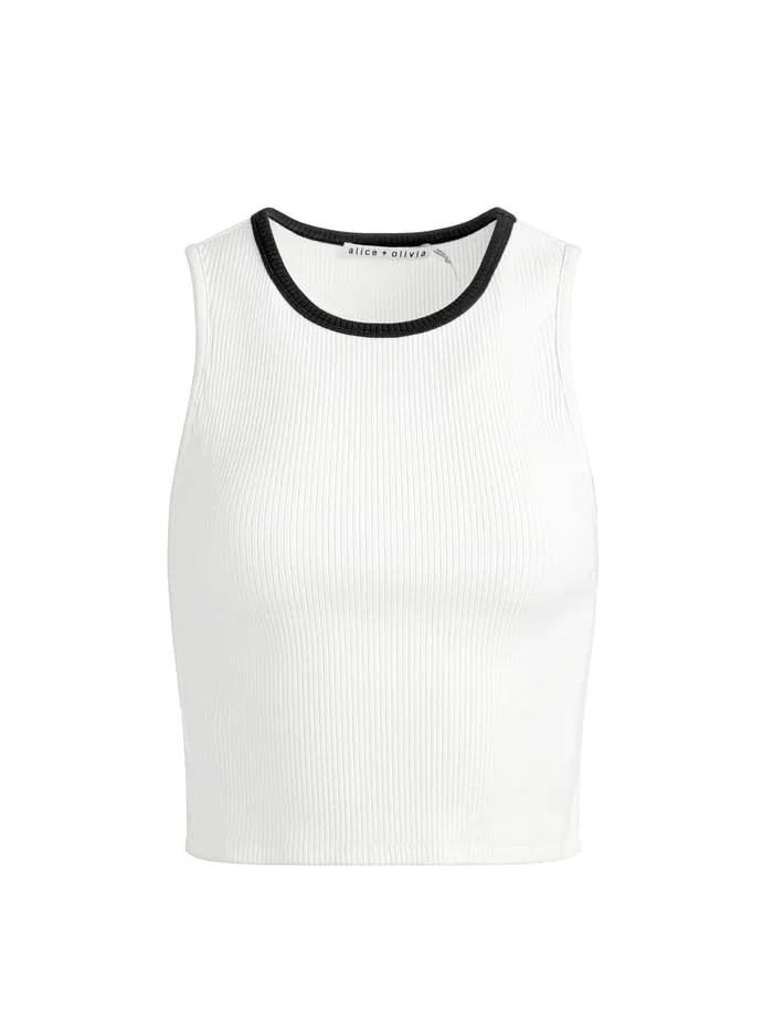 Tops Women Alice Olivia Andre Fitted Cropped Tank Off Whiteblack