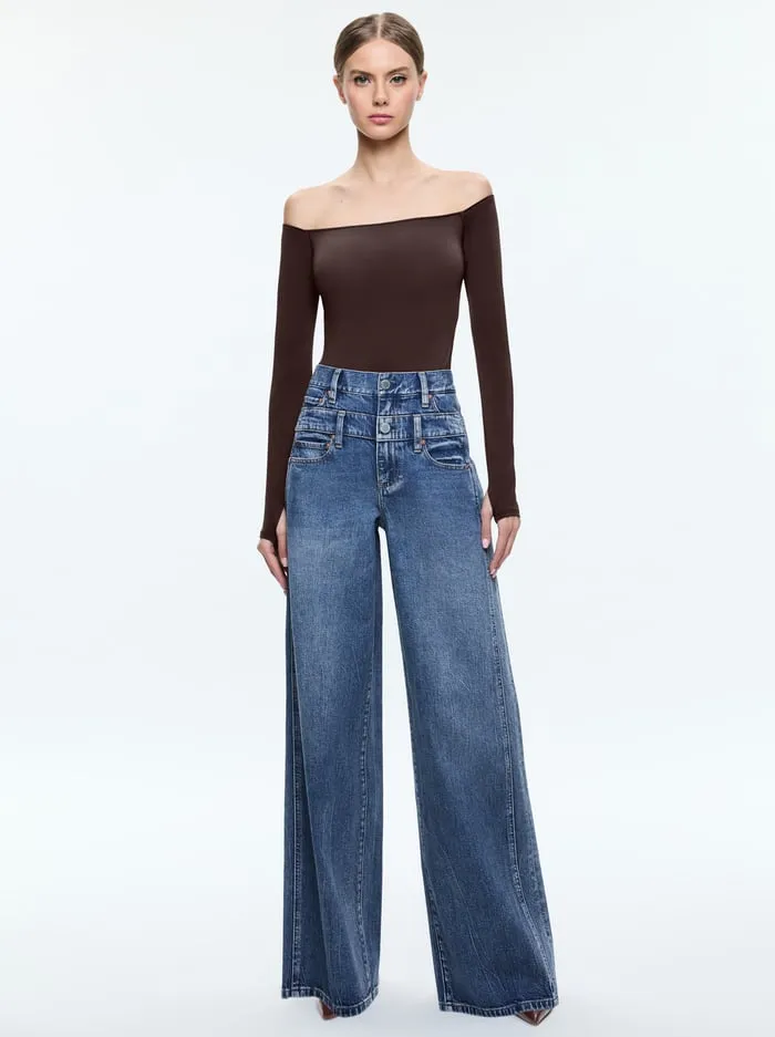 Tops Women Alice Olivia Anna Bodysuit Espresso